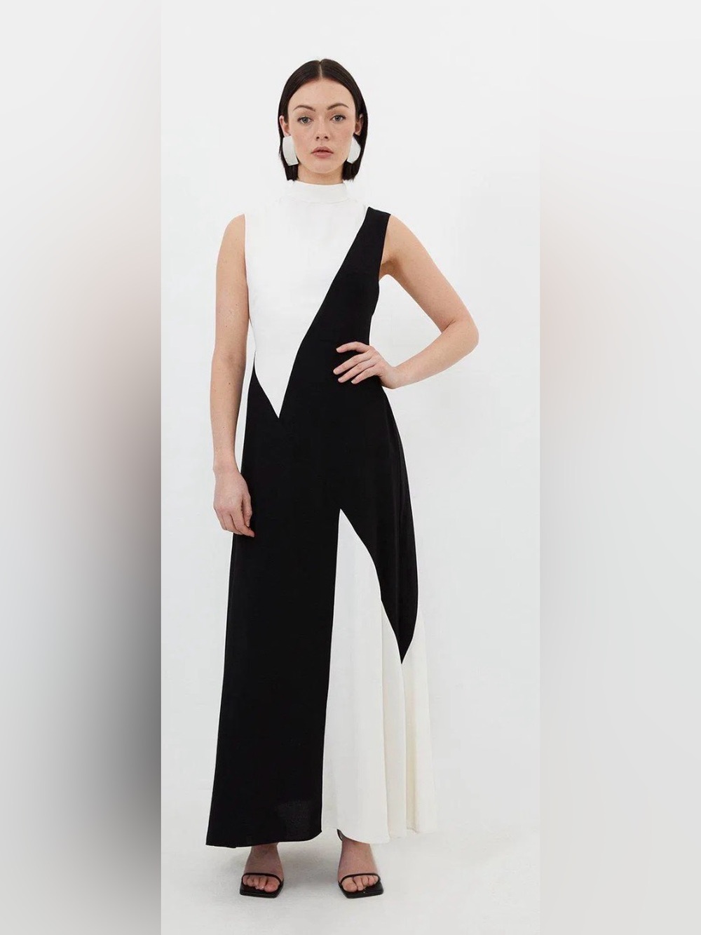 Karen Millen Black and White Geometric Maxi Dress